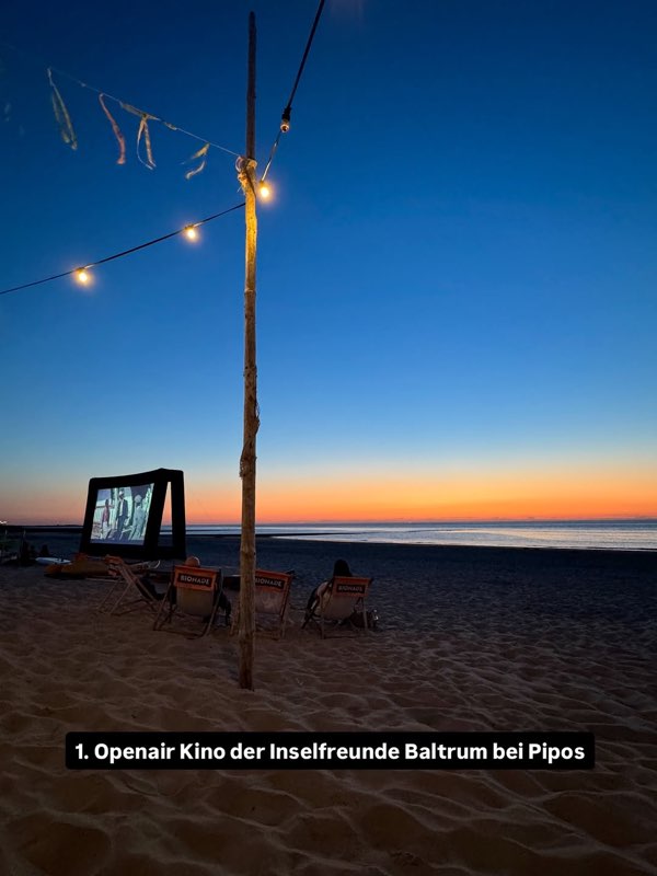 Herzlich Willkommen zum 1. Openair Kino der Inselfreunde Baltrum am Strand direkt bei Pipos 🌞🙏 @inselfreundebaltrum @p